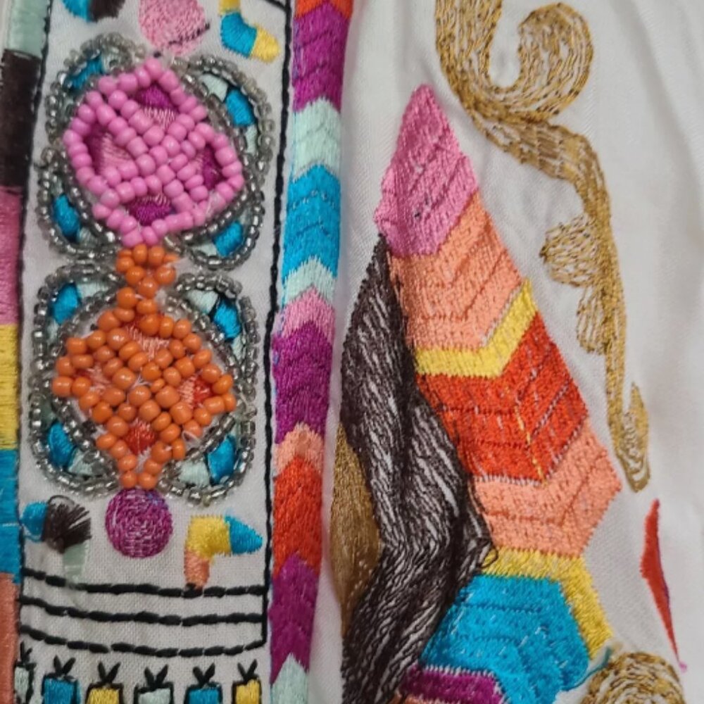 NWOT Gorgeous ANTHROPOLOGIE RD+KOKO EMBROIDERED CARDIGAN KIMONO White Multi - Picture 3 of 5